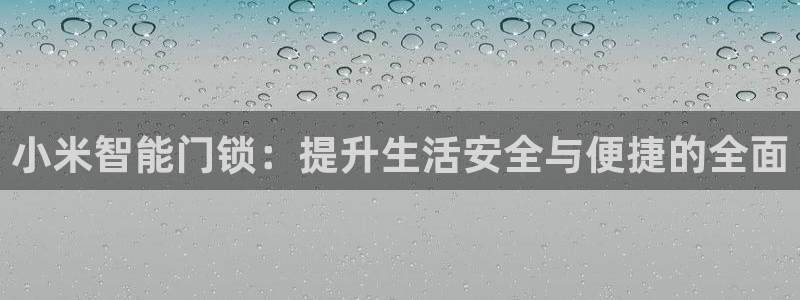 开丰娱乐登入：小米智能门锁：提升生活安全与便捷的全面
